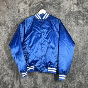 Vintage WestArk Jacket Mens Medium Blue Satin Bomber Northwest Pipeline 90s